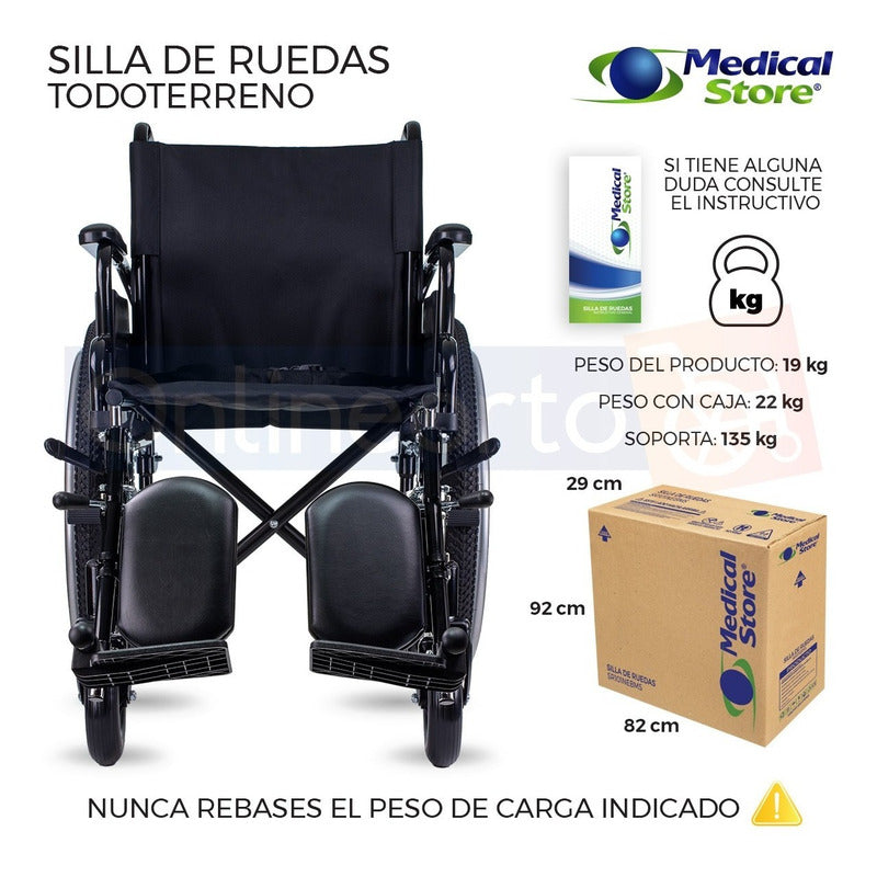 Silla De Ruedas Todo Terreno  Elevapiernas Neumatica Ligera