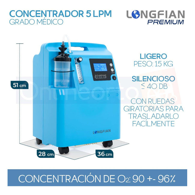 Concentrador De Oxigeno 5 Litros Estacionario Longfian