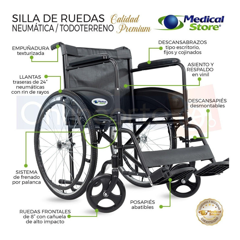 Silla De Ruedas Plegable Llanta Neumatic Todoterreno Thunder