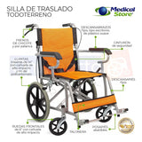 Silla De Ruedas Traslado Ligera Compacta Gris Medical Store