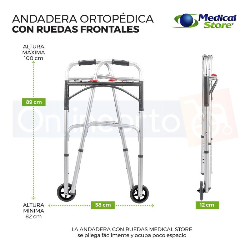 Andadera Ortopédica Aluminio Con Ruedas Plegable Marca Drive