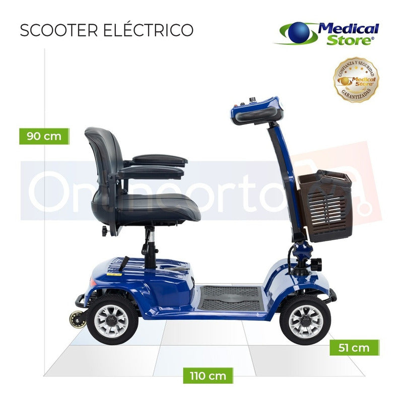 Silla De Ruedas Scooter Eléctrico  4 Ruedas Plegable Luz Led