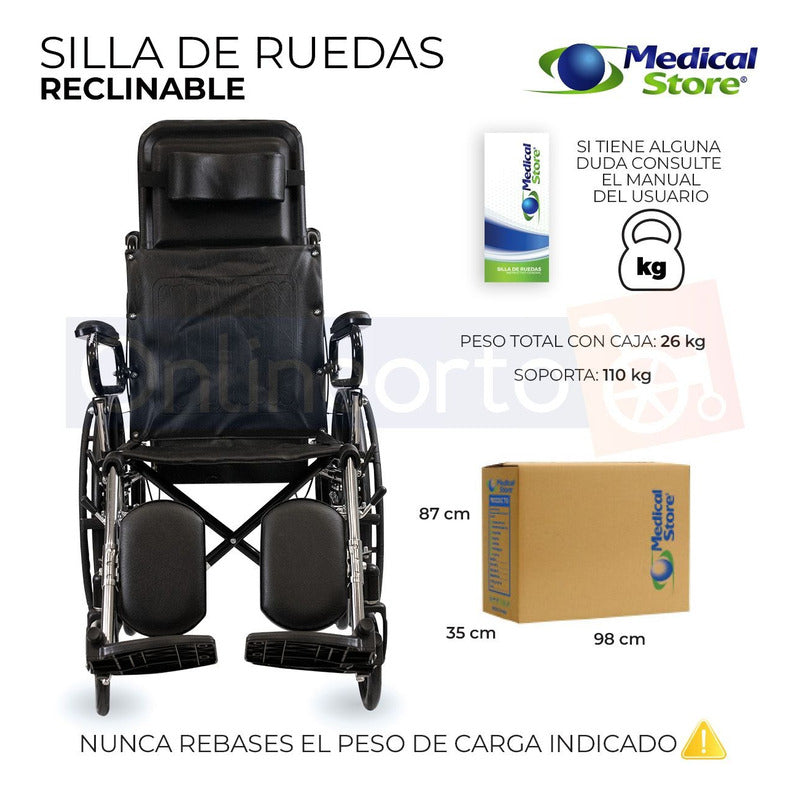 Silla De Ruedas Reclinable Marca Medical Store Envio Gratis