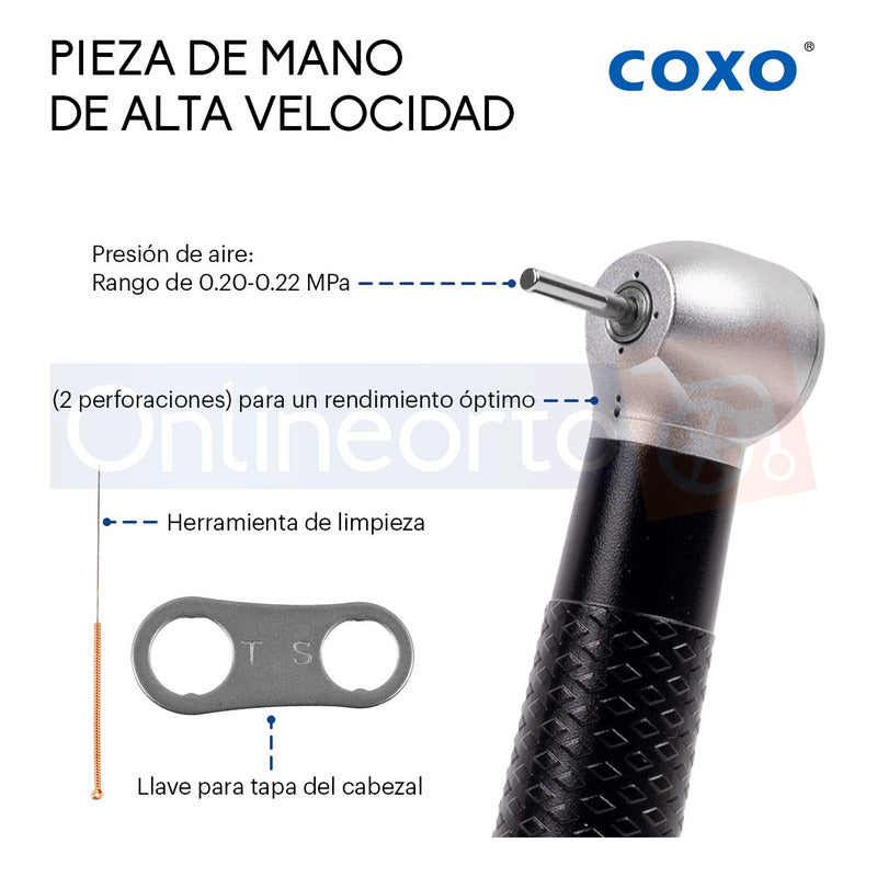 Pieza De Mano Dental Alta Velocidad Push Boton Colores