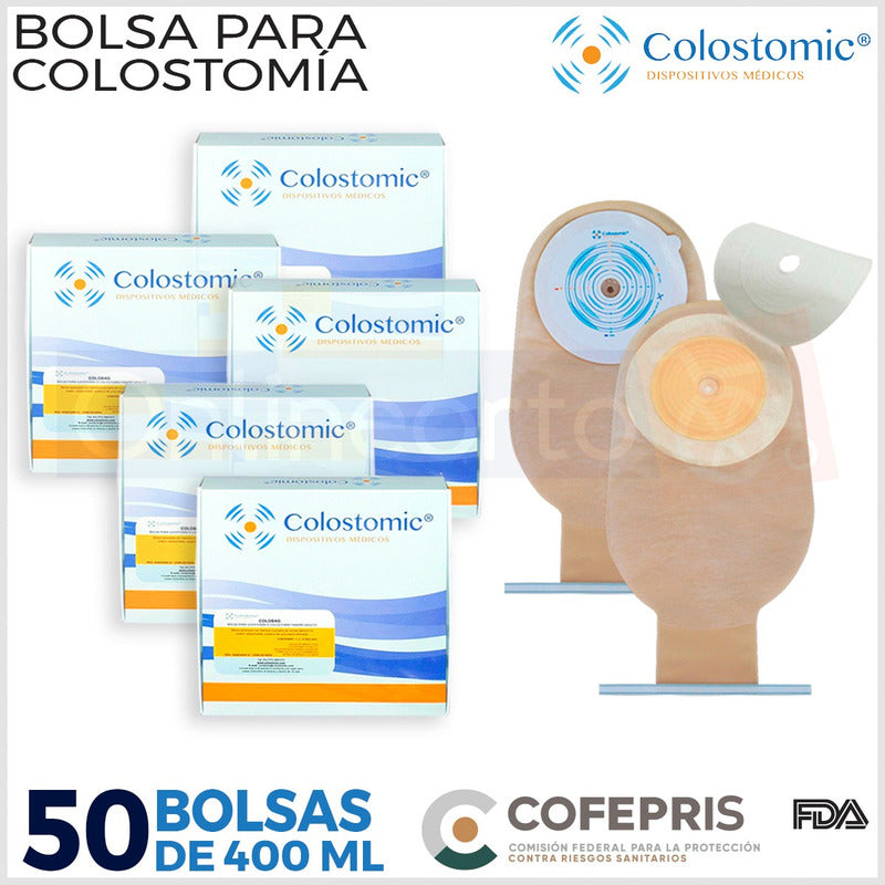 Bolsa Colostomia Recortable 15-64mm Adulto 50 Pzas Drenable