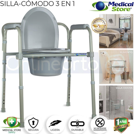 Silla Comodo Aumento Ducha Para Wc Baño 3 En 1 Plgable Drive