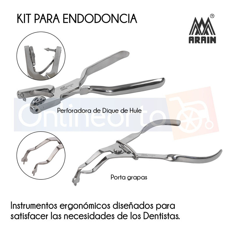 Kit Instrumental Endodoncia Con Perforadora Dental