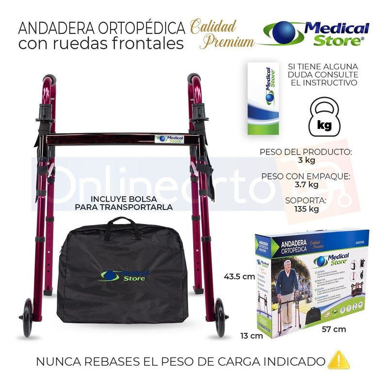 Andadera Ortopedica Adulto Con Ruedas Abatible Ajustable