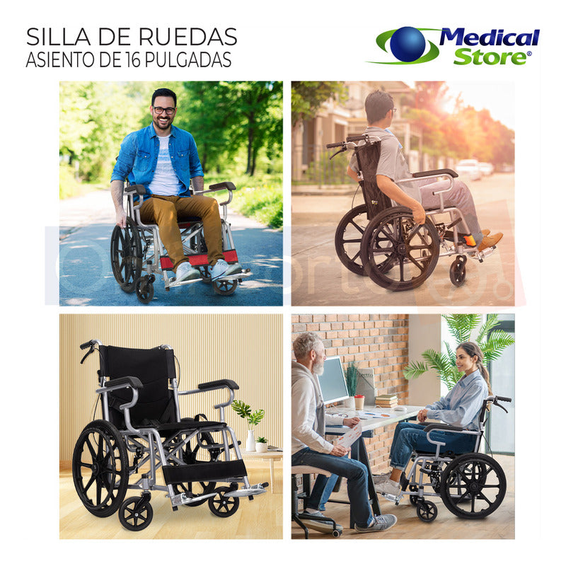Silla De Ruedas Traslado Ligera Compacta Gris Medical Store