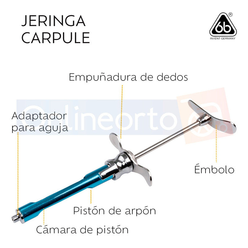 Jeringa Anestesia Carpule Dental Inoxidable Reusable Colors