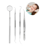 Kit Básico 1x4 Instrumental Acero Inoxidable Dental