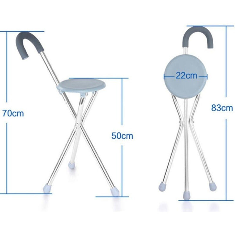 Baston Ortopédico Con Asiento Plegable 3 Apoyos