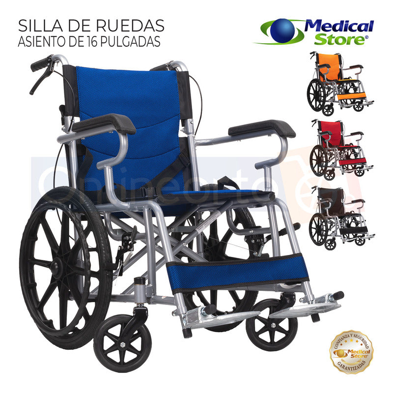 Silla De Ruedas Traslado Ligera Compacta Gris Medical Store
