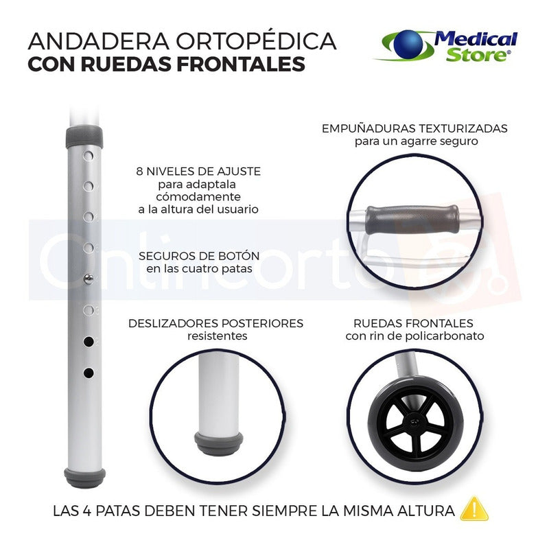 Andadera Ortopédica Aluminio Con Ruedas Plegable Marca Drive