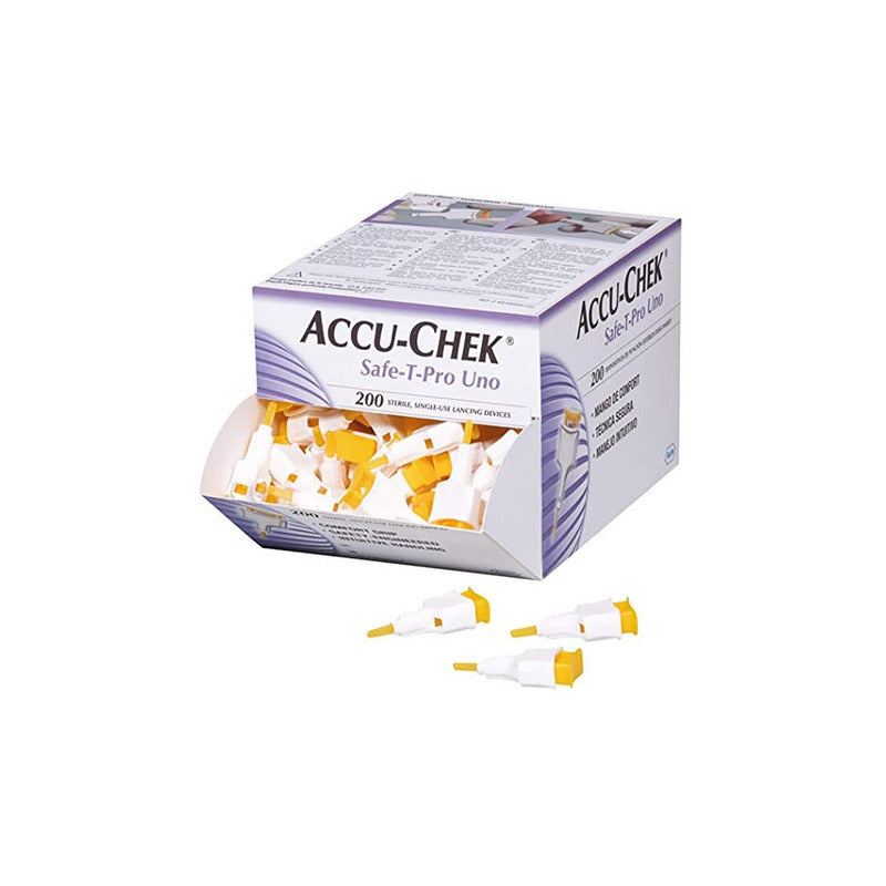 Lancetas Accu Chek Safe T Pro Uno Roche Caja Con 200 Piezas Color Blanco