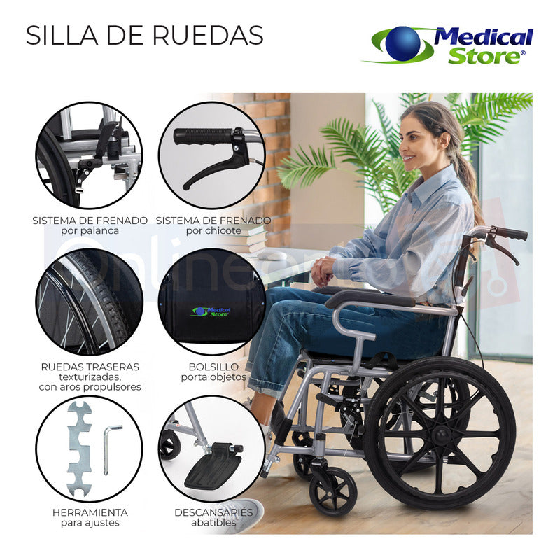 Silla De Ruedas Traslado Acero  Ligera Todo Terreno Plegable