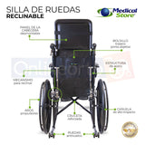 Silla De Ruedas Reclinable Marca Medical Store Envio Gratis