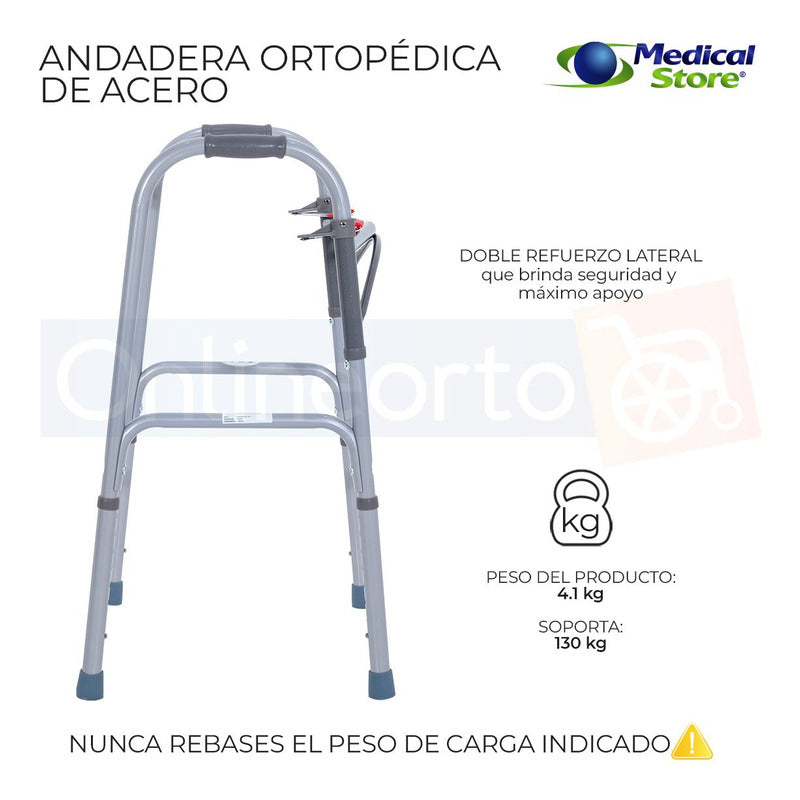 Andadera Ortopédica Acero Plegable Ajustable  Adulto