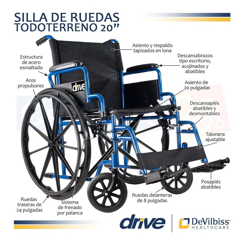 Silla De Ruedas Con Descansapies De Lujo Marca Drive Medical