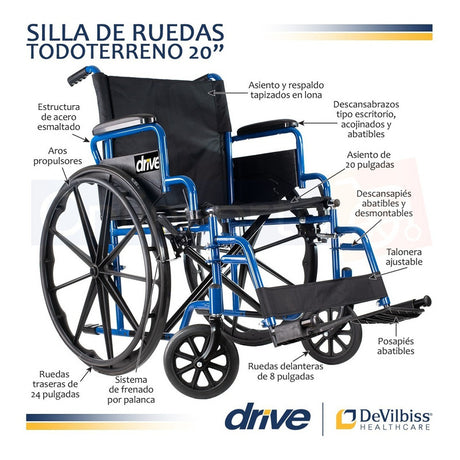 Silla De Ruedas Con Descansapies De Lujo Marca Drive Medical