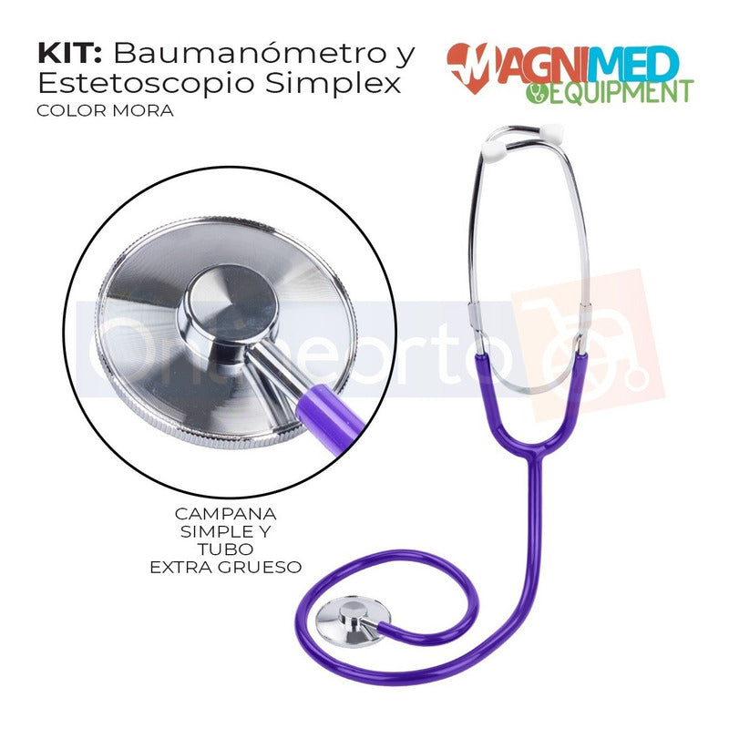 Kit Baumanometro Aneroide Estetoscopio Simple Varios Colores