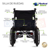 Silla De Ruedas Ligera Traslado Plegable Compacta Con Freno