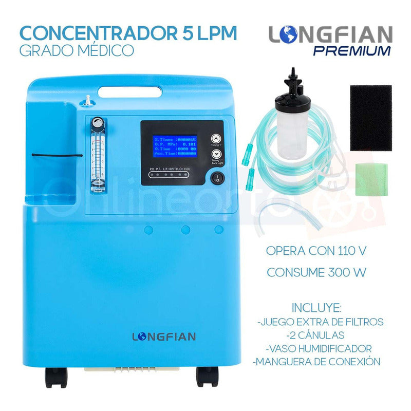 Concentrador De Oxigeno Longfian 5 Litros Estacionario