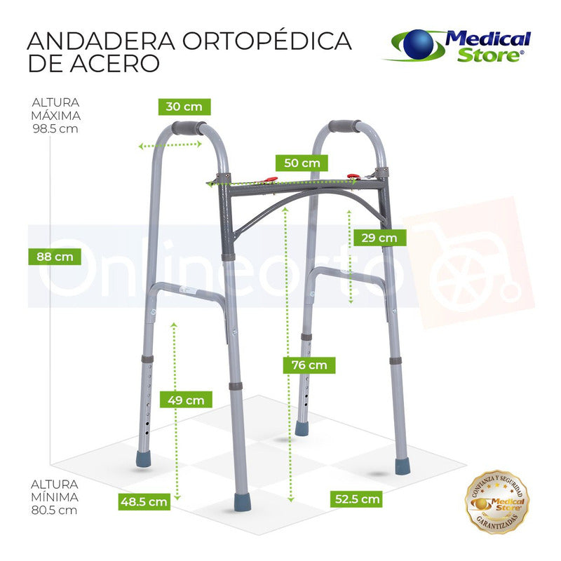 Andadera Ortopédica Acero Plegable Ajustable  Adulto