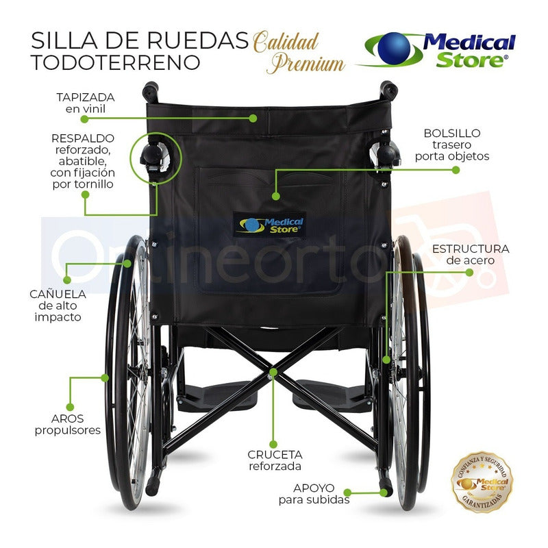 Silla De Ruedas De Lujo Plegable Compacta Todo Terreno Ms