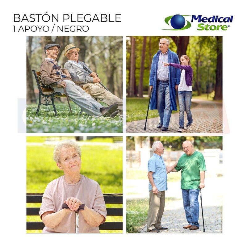 Baston Plegable Con Altura Ajustable Marca Medical Store