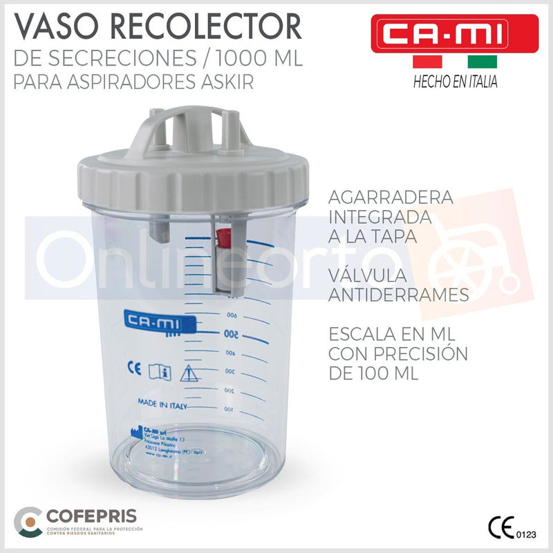 Vaso Recolector De Secreciones Para Aspirador Cami