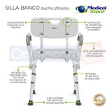 Silla Ducha Baño Ajustable Brazos Respaldo Drive Envio Grat.