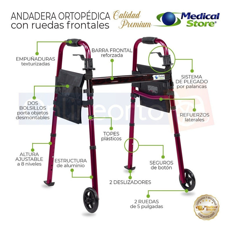 Andadera Ortopedica Adulto Caminadora Con Ruedas Ajustable