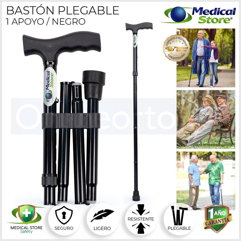 Baston Plegable Con Altura Ajustable Marca Medical Store