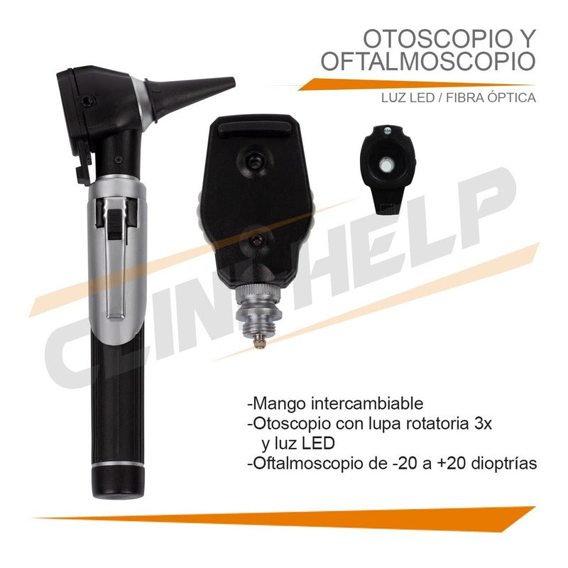 Otoscopio Oftalmoscopio Medico Diagnostico Luz Led Estuche