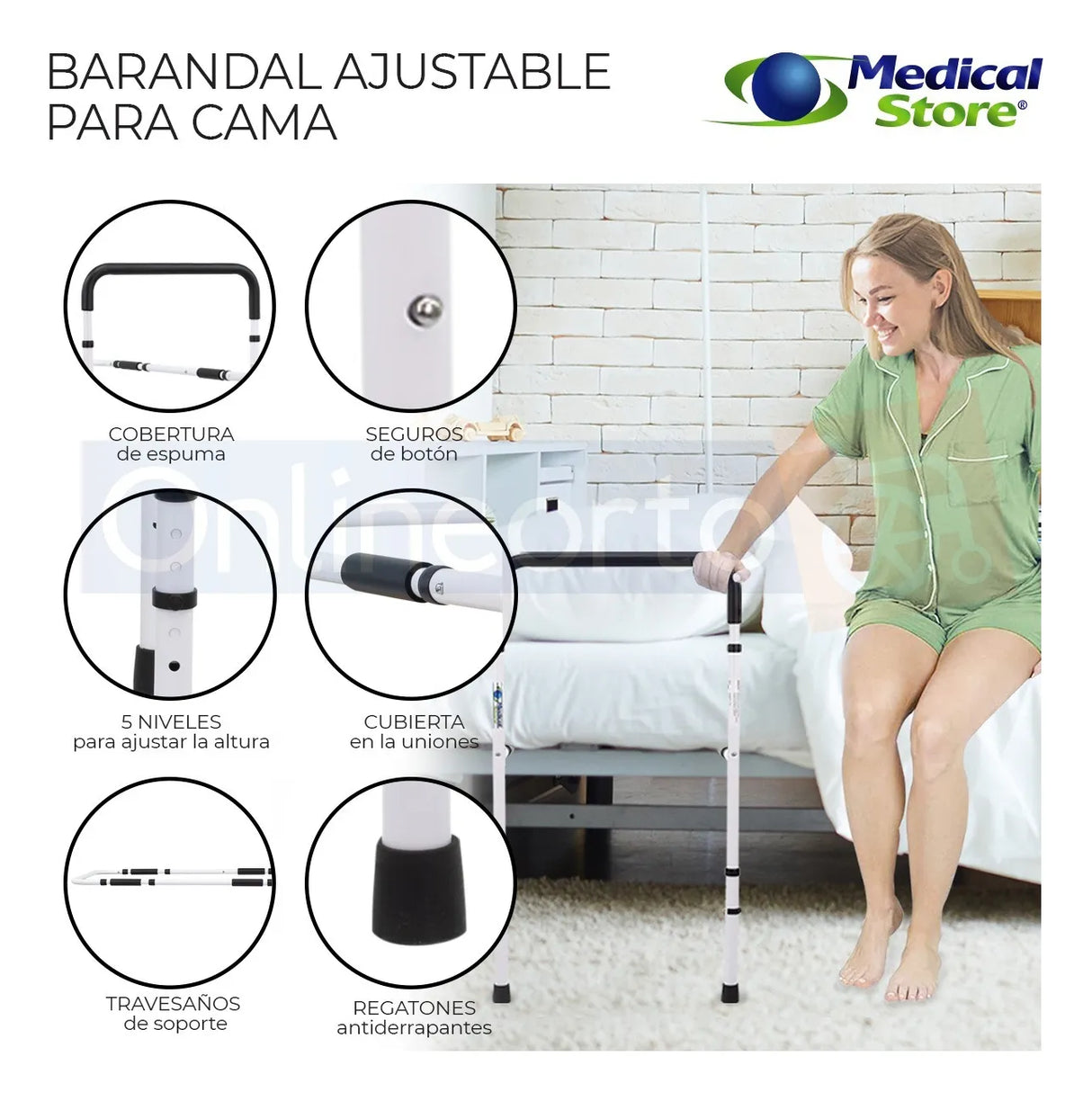 Barandal Auxiliar Para Cama Seguridad Soporte Medical Store