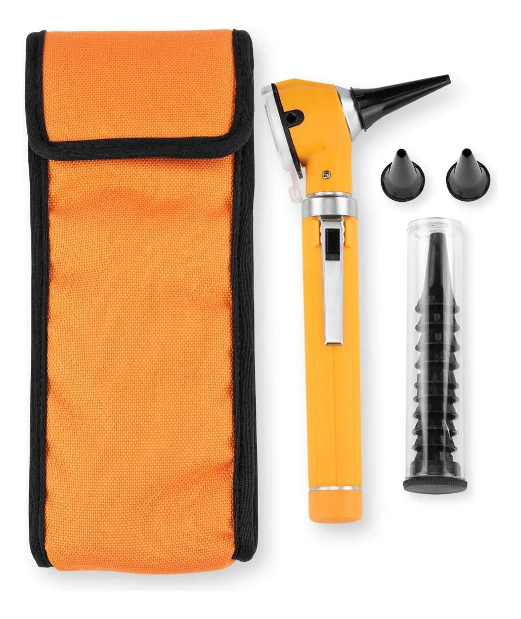 Otoscopio Grado Médico Mediglob con Luz LED Blanca 4000K Lupa Rotatoria 3x Estuche y Espéculos de Diagnóstico Clip ON/OFF