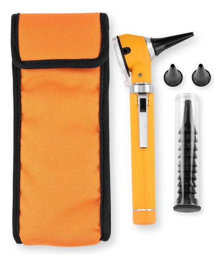 Otoscopio Grado Médico Mediglob con Luz LED Blanca 4000K Lupa Rotatoria 3x Estuche y Espéculos de Diagnóstico Clip ON/OFF