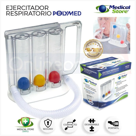 Inspirómetro Ejercitador Pulmonar Respiratorio con Asa Ergonómica Filtro de Aire y Diseño Desarmable para Limpieza Gimnasia Respiratoria Segura