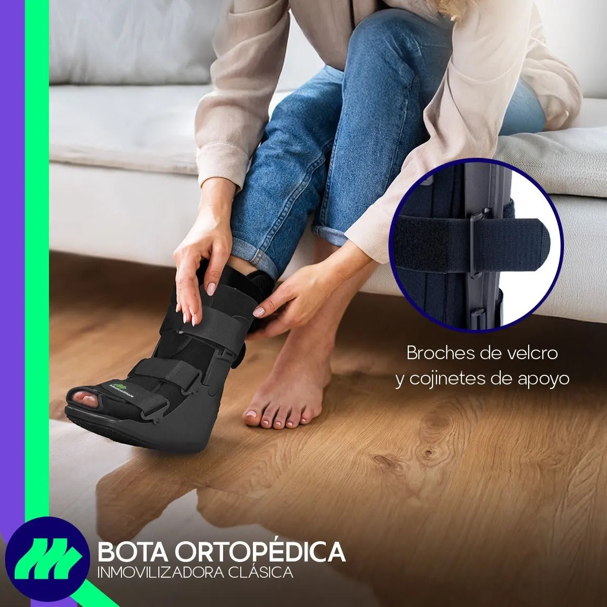 Bota Inmovilizadora Tobillo Walker Corta Medical Store Diseño Ambidiestro Antiderrapante y Soporte Lateral de Alta Densidad Soporte Firme y Plantilla Perforada