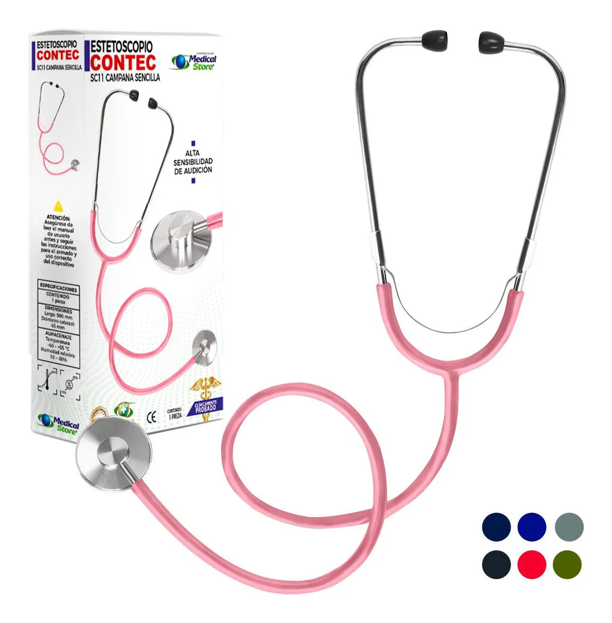 Estetoscopio de Campana Sencilla para Adulto Acústico de Lujo Aleación Metálica Libre de Látex y PVC Resistente