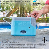 Nidek Nuvo Nano Z-855 Concentrador Portátil de Oxígeno con 5 Ajustes de Pulso Batería y Cargadores