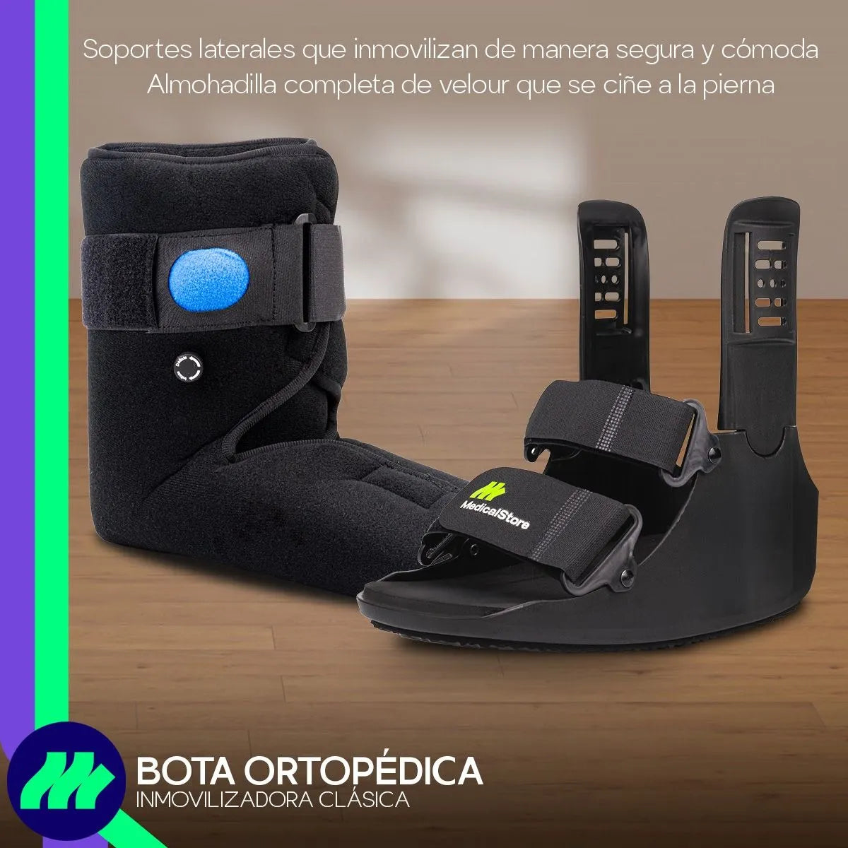 Bota Ortopédica Walker Neumática Corta Válvula de Aire Lesiones de Tobillo Soporte Ajustable y Recuperación Rápida Suela Balancín y Confort Anatómico Postquirúrgica