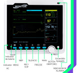 Accesorios originales: sensor SpO2, cable ECG, manguito NIBP, sonda de temperatura y cables de conexión. Listo para su uso inmediato.