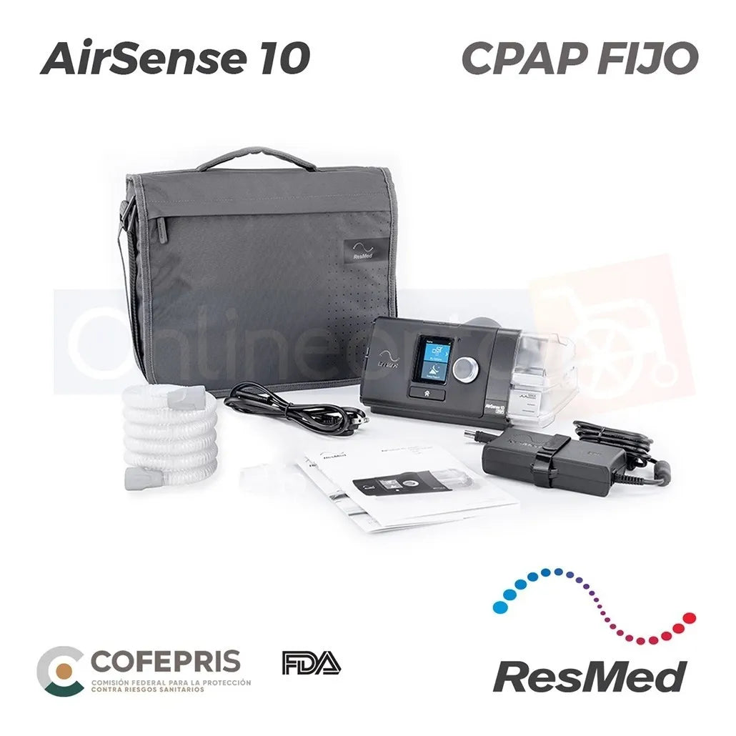 CPAP ResMed AirSense 10 Fijo con Humidificador Integrado Rampa Automática y Registro de Datos para Tratamiento de Apnea