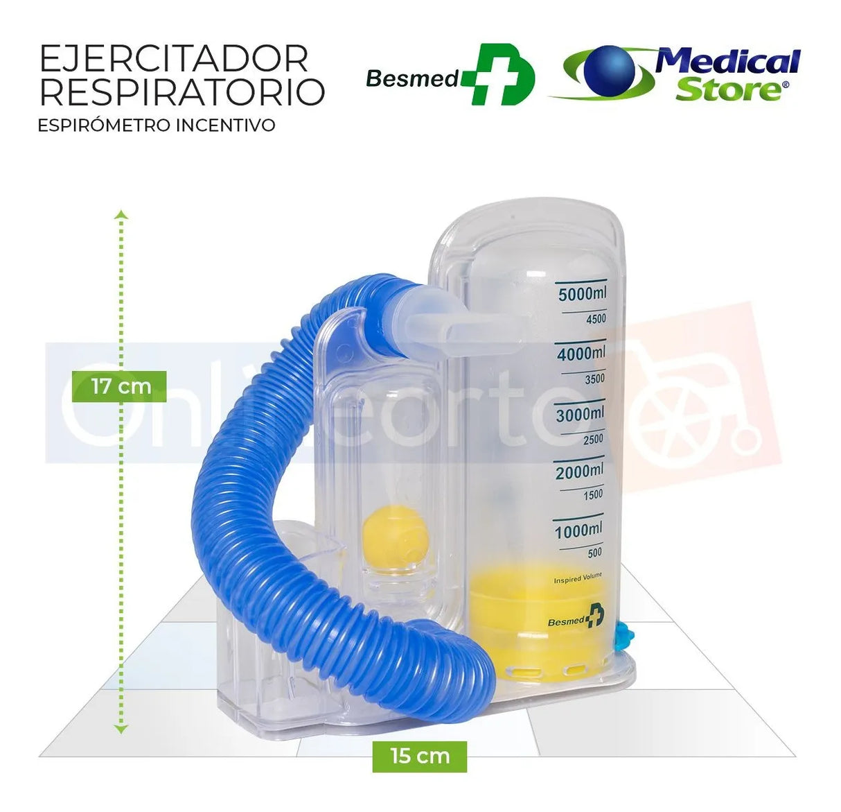 Ejercitador Pulmonar Espirómetro Incentivo Terapia Respiratoria Portátil Indicador Ajustable y Mejora Función Pulmonar