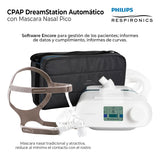 Humidificador calentado DreamStation que mejora la comodidad durante la noche, reduciendo resequedad y mejorando la respiración.