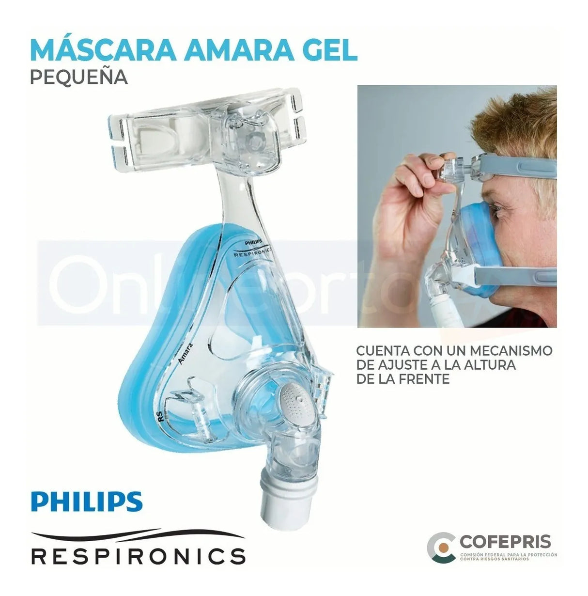Mascarilla Nasal Ajustable Philips Amara Gel para CPAP APAP y BIPAP Confort Superior y Sellado Perfecto para Sueño Reparador