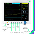 Accesorios originales para ECG, SpO2, manguito de presión, sondas y cables. Todo lo necesario para empezar a usar el monitor.
