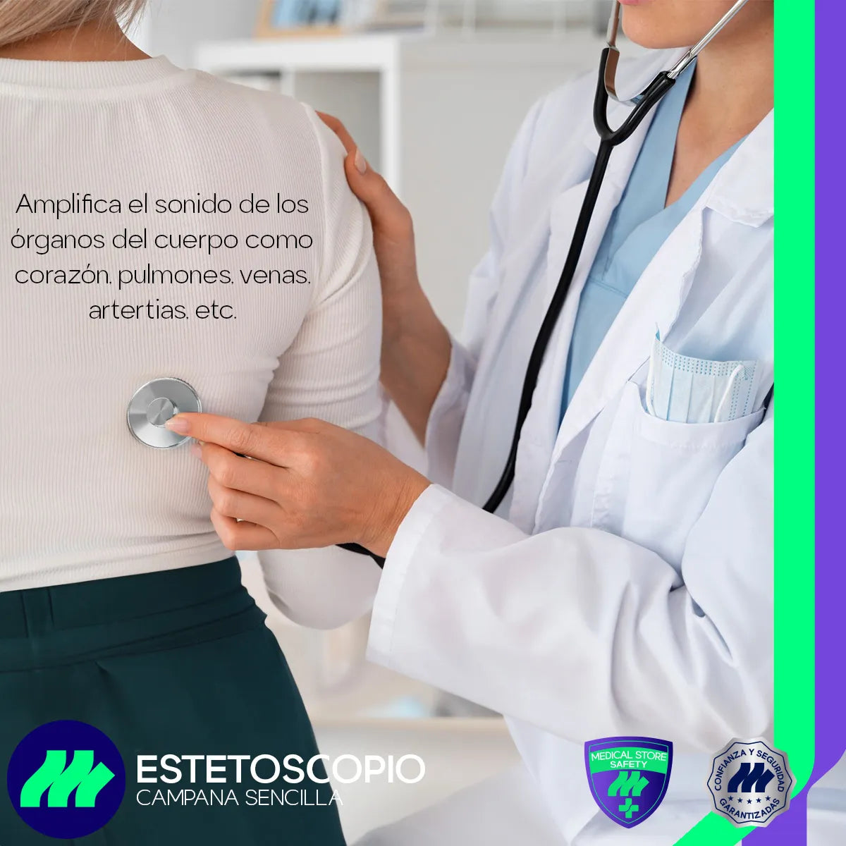 Estetoscopio de Campana Sencilla para Adulto Acústico de Lujo Aleación Metálica Libre de Látex y PVC Resistente